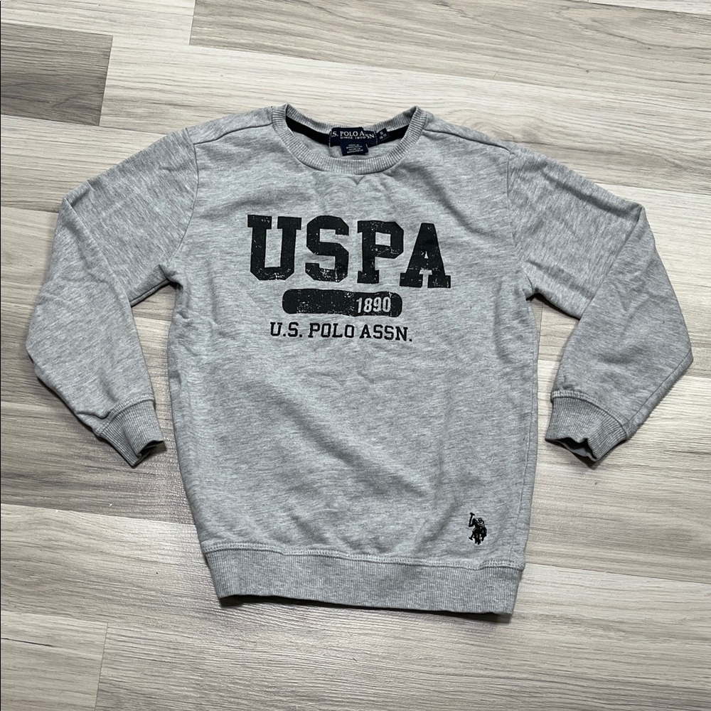 USPA US Polo Assn 1890 Youth Size S (6-7) Gray Sweatshirt Cotton Blend TC0482